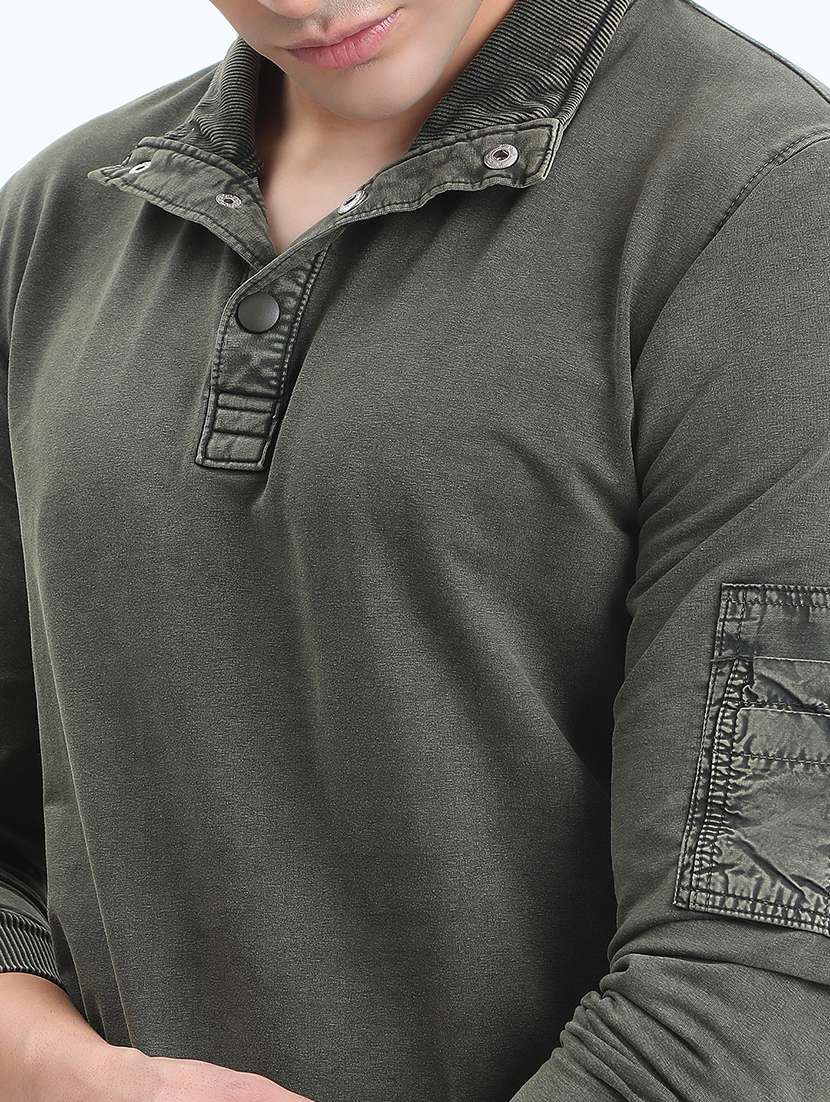 men solid long sleeve slim fit sweatshirt - 22086008 -  Standard Image - 5