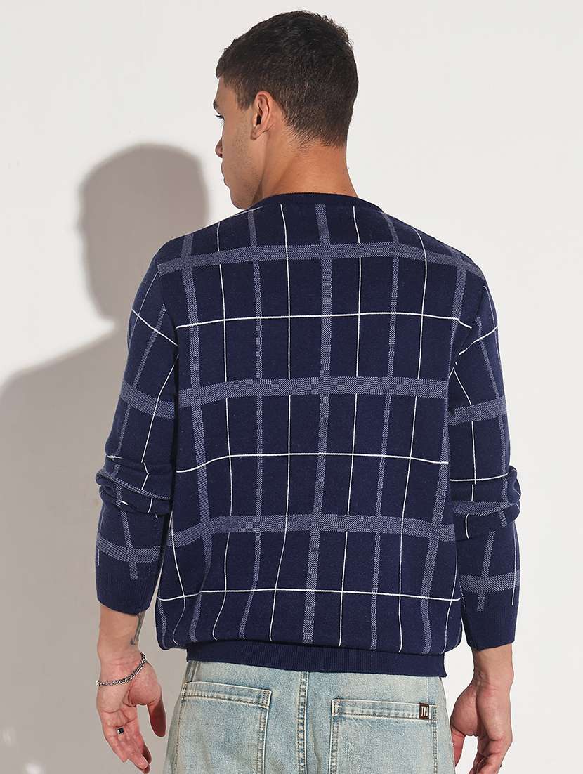 men checkered long sleeve regular fit pullover - 22086013 -  Standard Image - 3