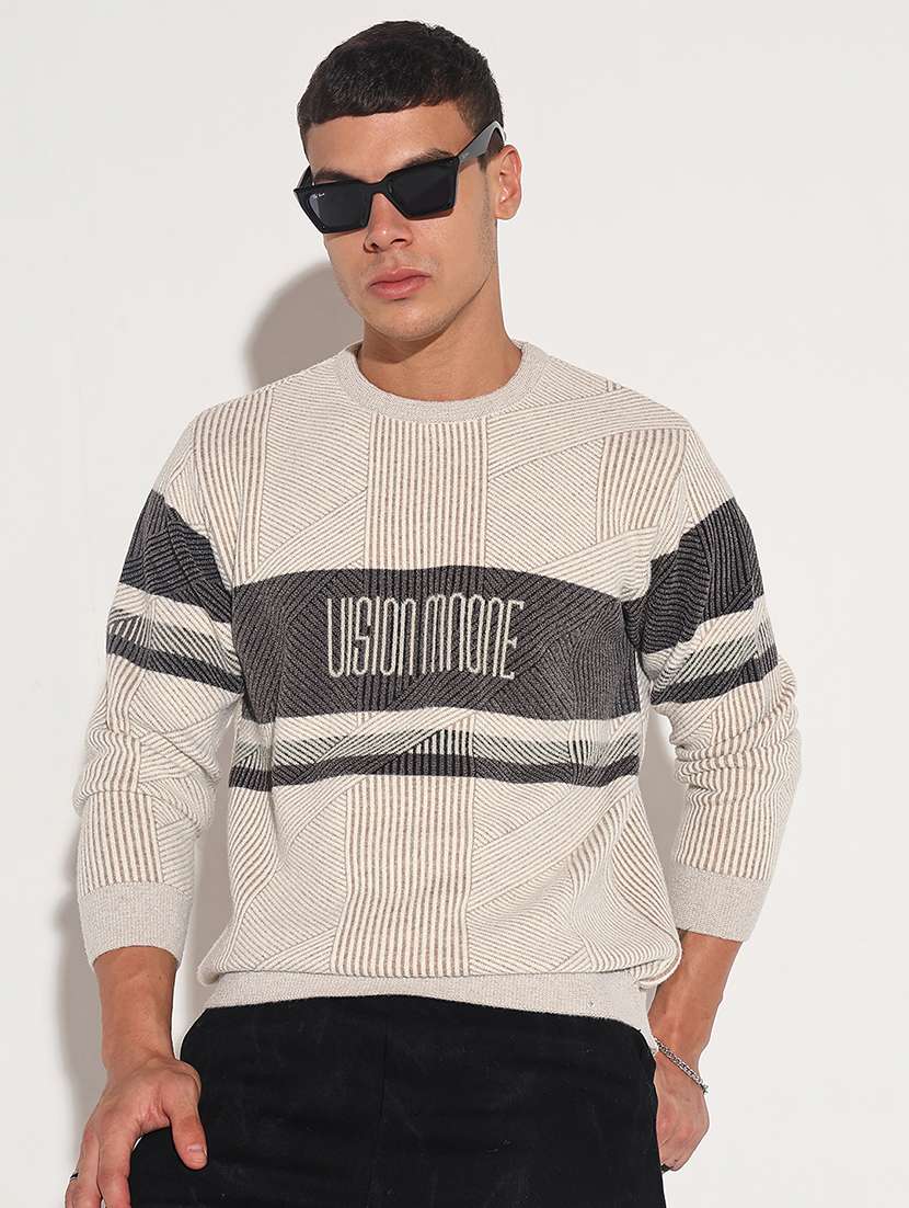 men typographic long sleeve regular fit pullover