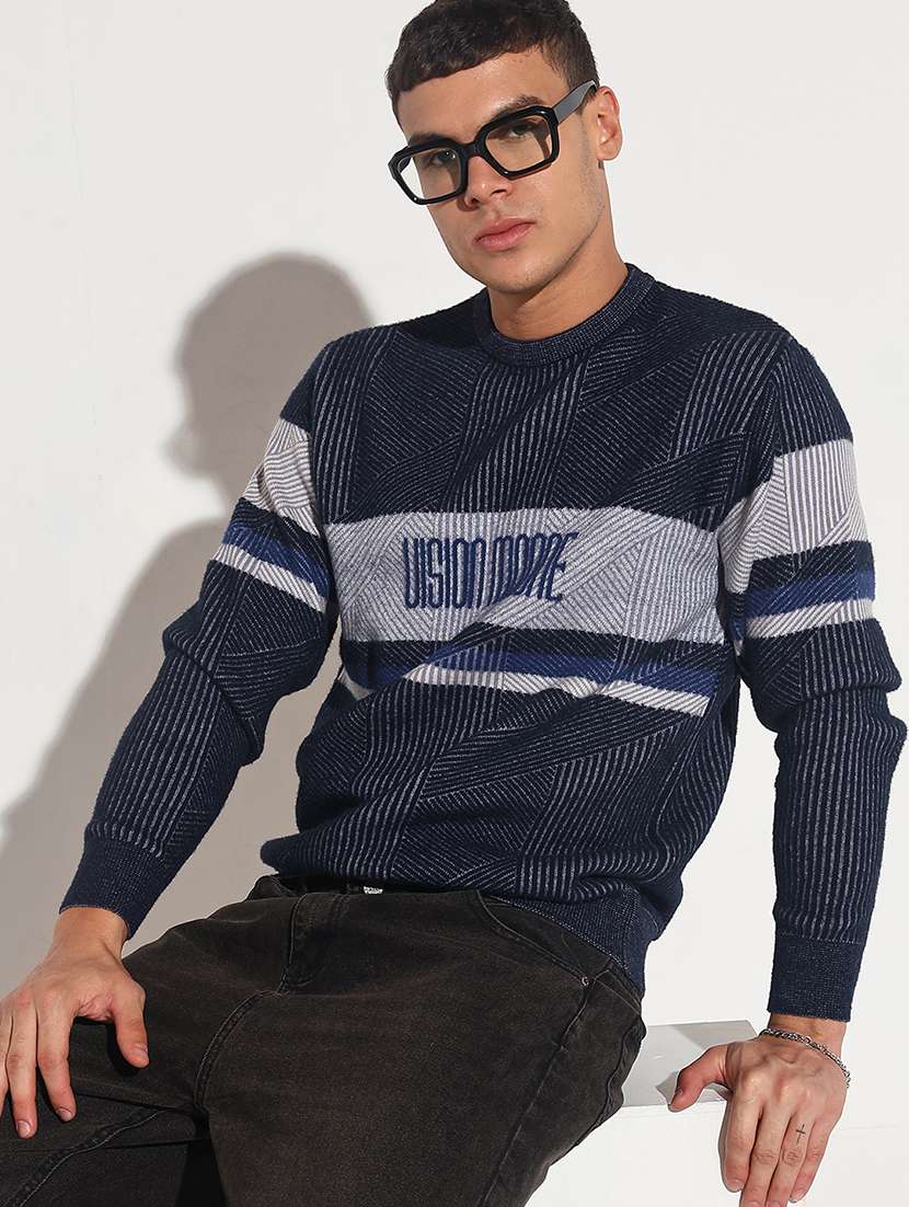 men typographic long sleeve regular fit pullover