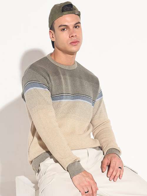 men color block long sleeve regular fit pullover - 22086020 -  Standard Image - 0