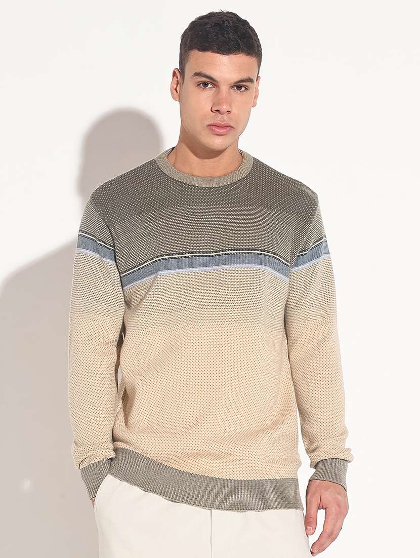 men color block long sleeve regular fit pullover - 22086020 -  Standard Image - 3