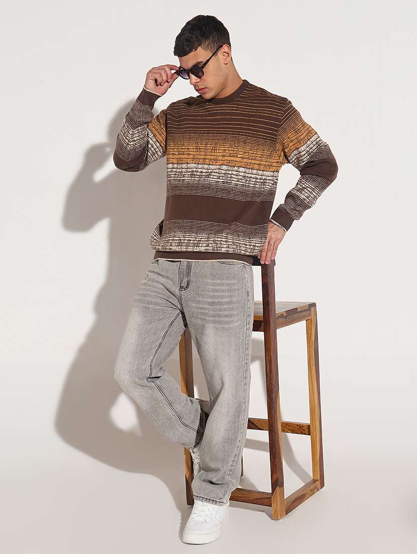 men striped long sleeve regular fit pullover - 22086021 -  Standard Image - 5