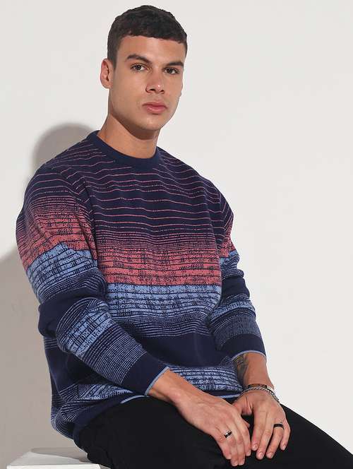 men striped long sleeve regular fit pullover - 22086022 -  Standard Image - 0