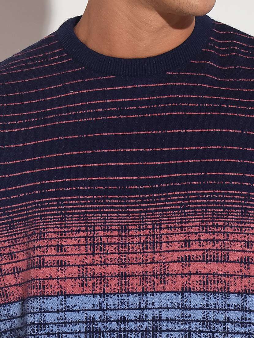 men striped long sleeve regular fit pullover - 22086022 -  Standard Image - 5