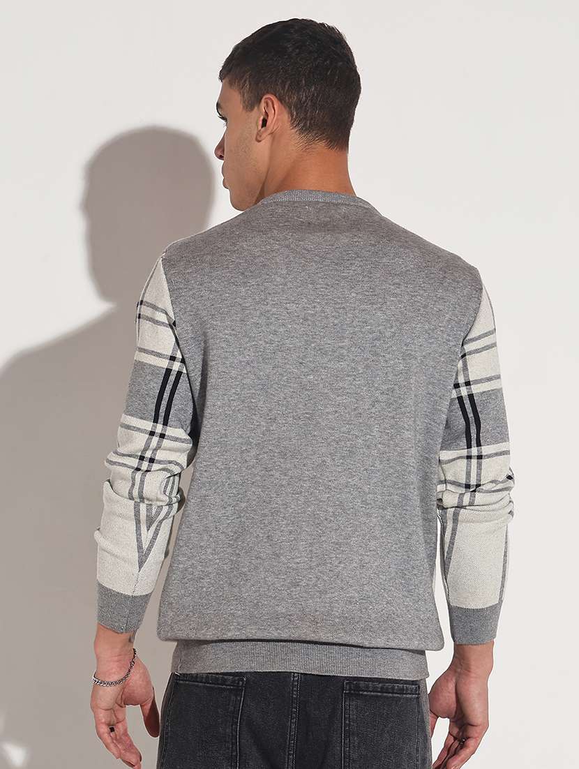 Men Checkered Long Sleeve Regular Fit Pullover - 22086023 -  Standard Image - 5