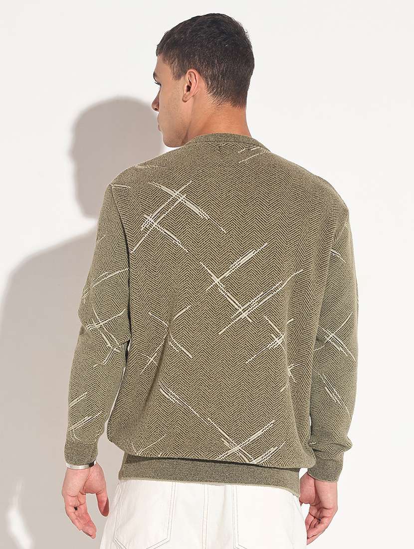 men self design long sleeve regular fit pullover - 22086024 -  Standard Image - 3