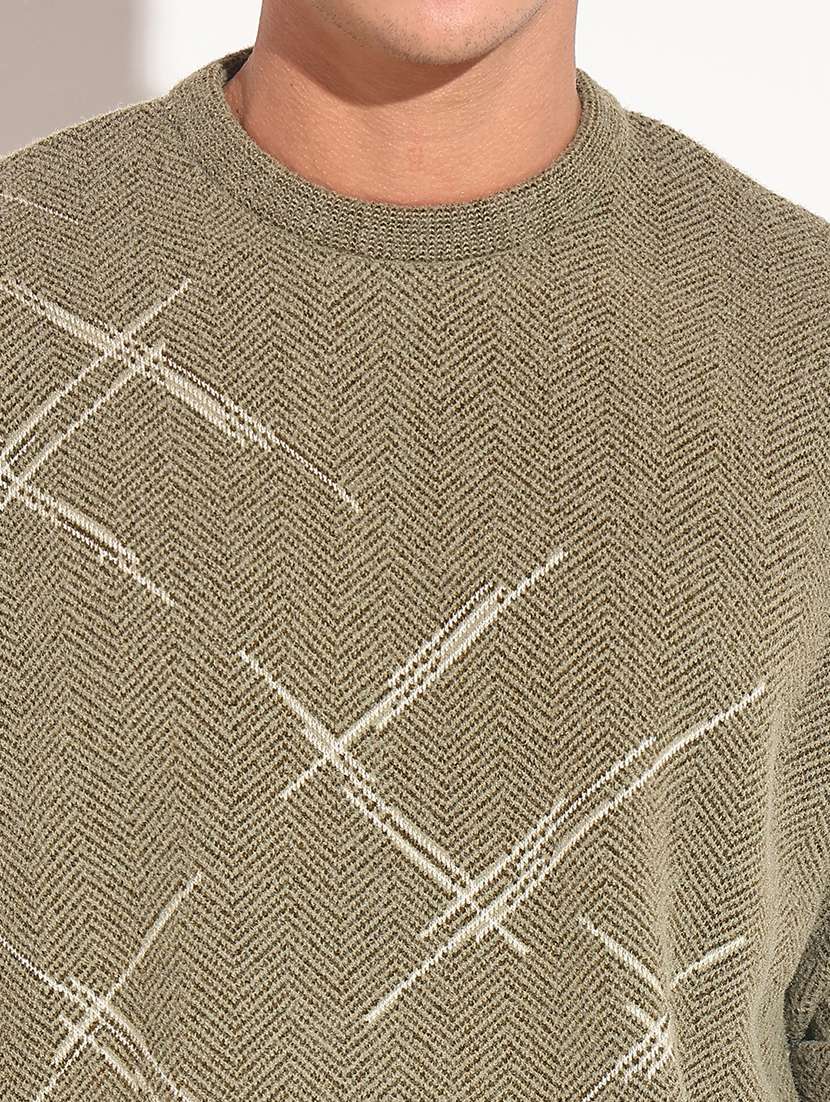 men self design long sleeve regular fit pullover - 22086024 -  Standard Image - 5