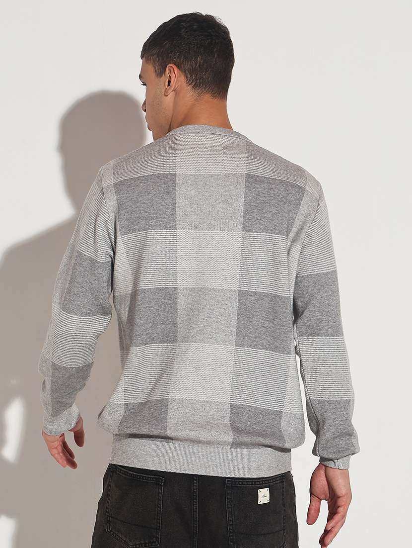 Men Checkered Long Sleeve Regular Fit Pullover - 22086026 -  Standard Image - 3