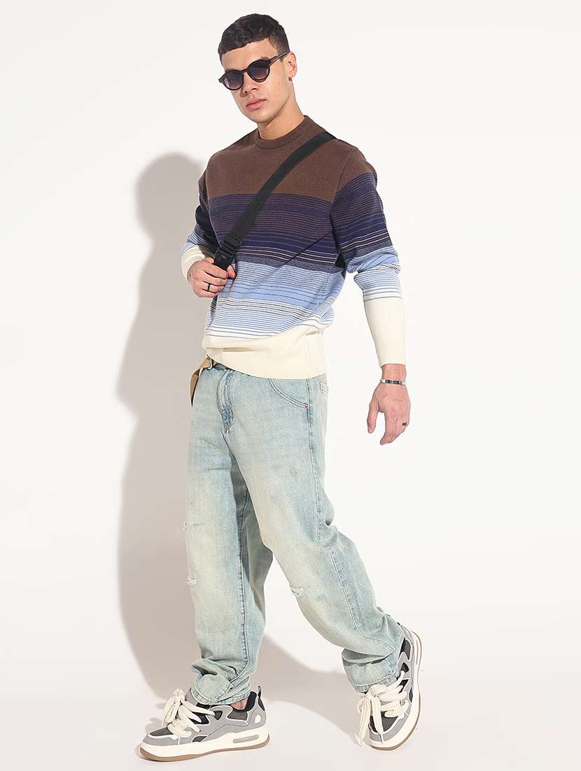 men striped long sleeve regular fit pullover - 22086029 -  Standard Image - 5