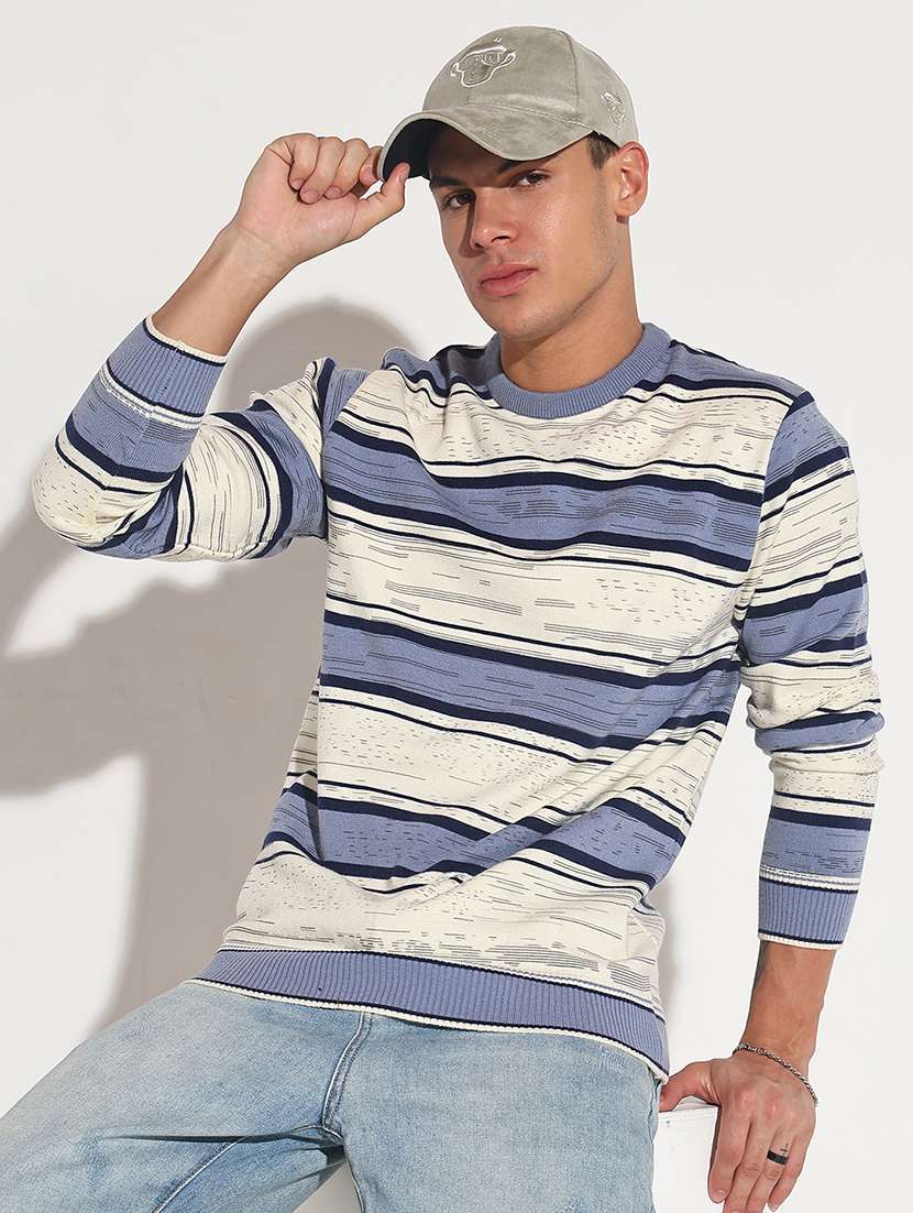men striped long sleeve regular fit pullover - 22086036 -  Zoom Image - 0
