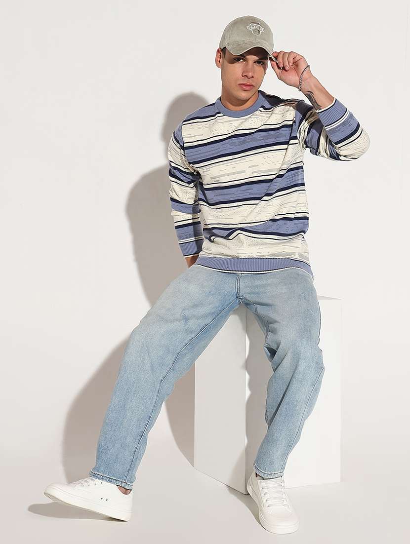 men striped long sleeve regular fit pullover - 22086036 -  Standard Image - 5