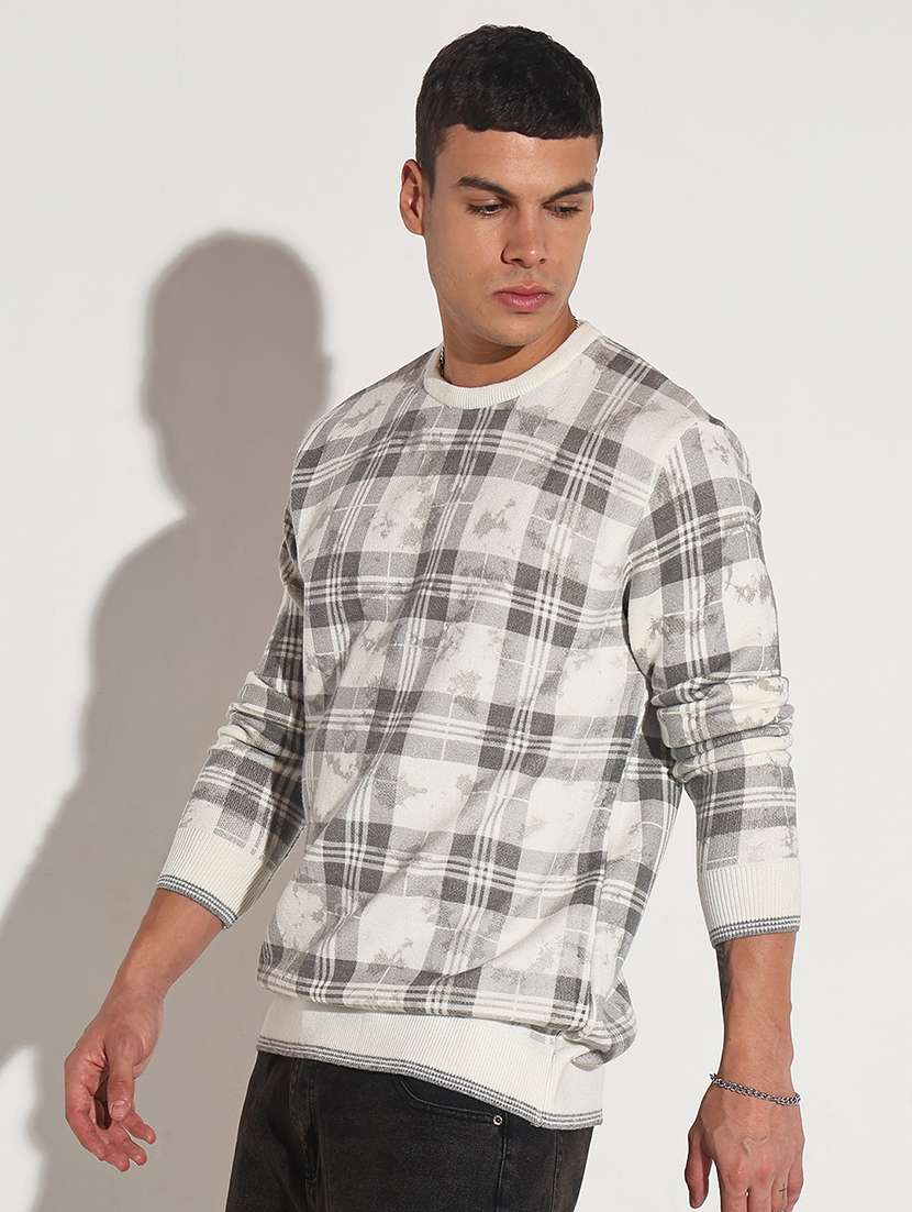 men checkered long sleeve regular fit pullover - 22086038 -  Standard Image - 3