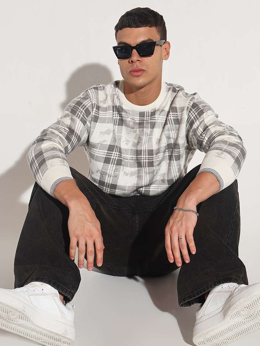 men checkered long sleeve regular fit pullover - 22086038 -  Standard Image - 5