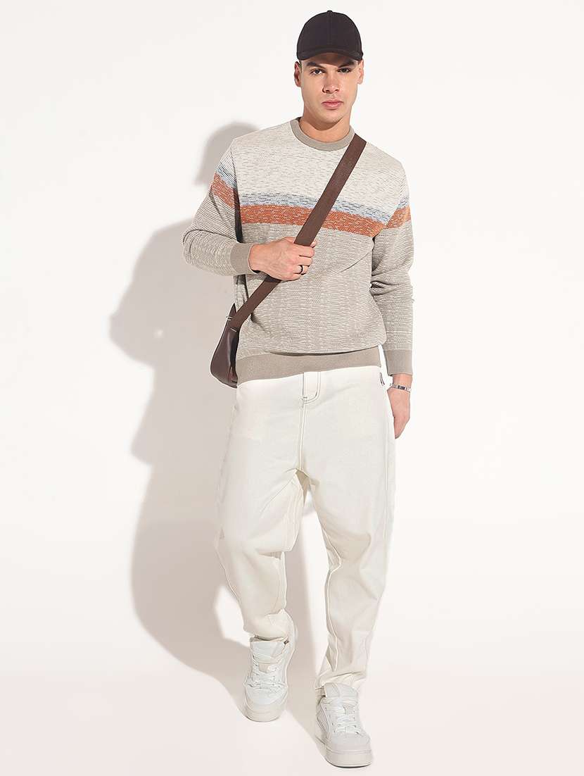 men striped long sleeve regular fit pullover - 22086043 -  Standard Image - 5