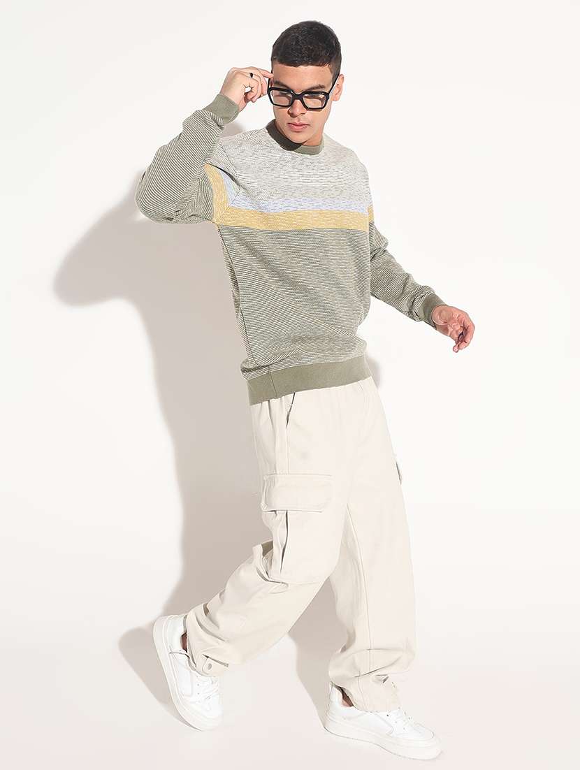 men striped long sleeve regular fit pullover - 22086044 -  Standard Image - 5