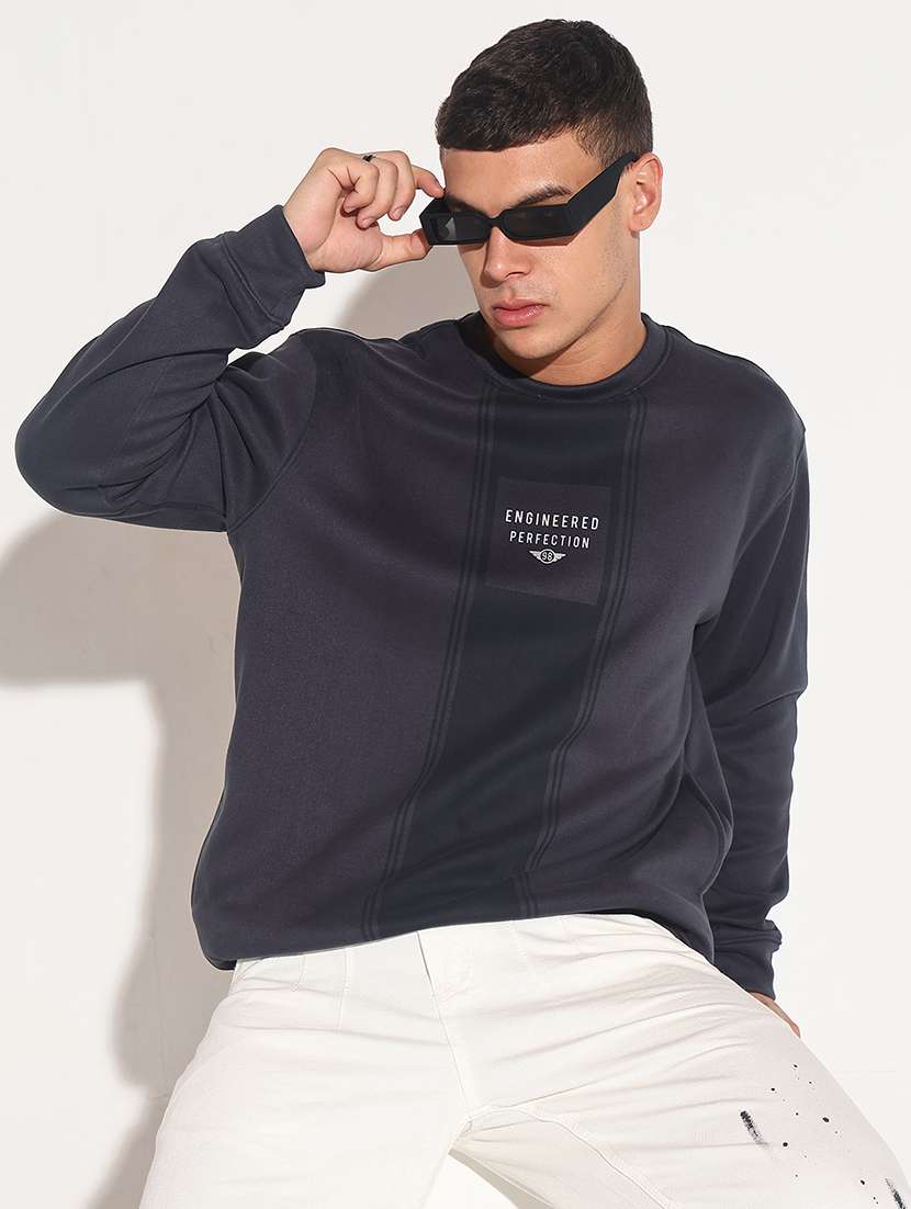 men typographic long sleeve regular fit pullover