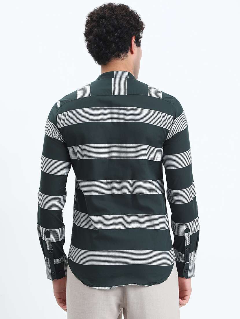 men striped long sleeve slim fit casual shirt - 22086055 -  Standard Image - 3