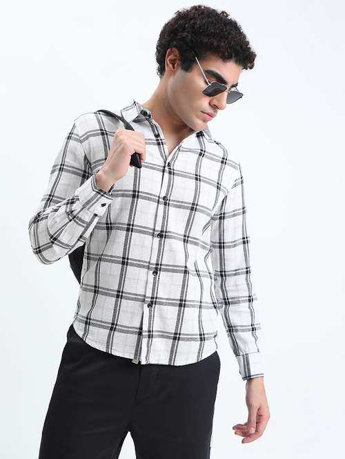 men checkered long sleeve slim fit casual shirt - 22086057 -  Standard Image - 0