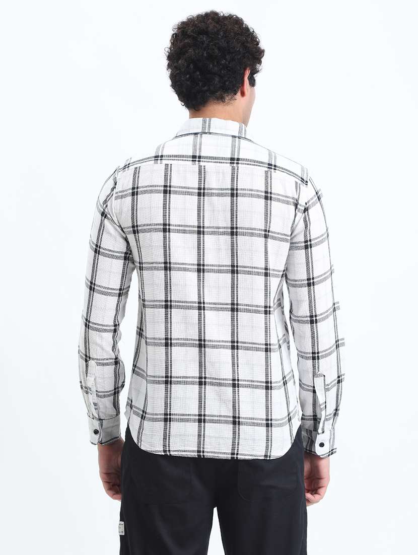 men checkered long sleeve slim fit casual shirt - 22086057 - Standard Image - 3
