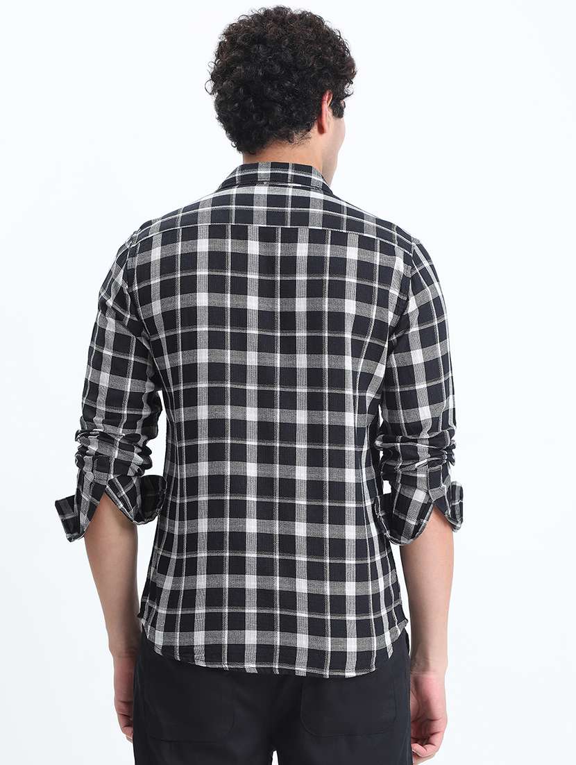 men checkered long sleeve regular fit casual shirt - 22086060 -  Standard Image - 3