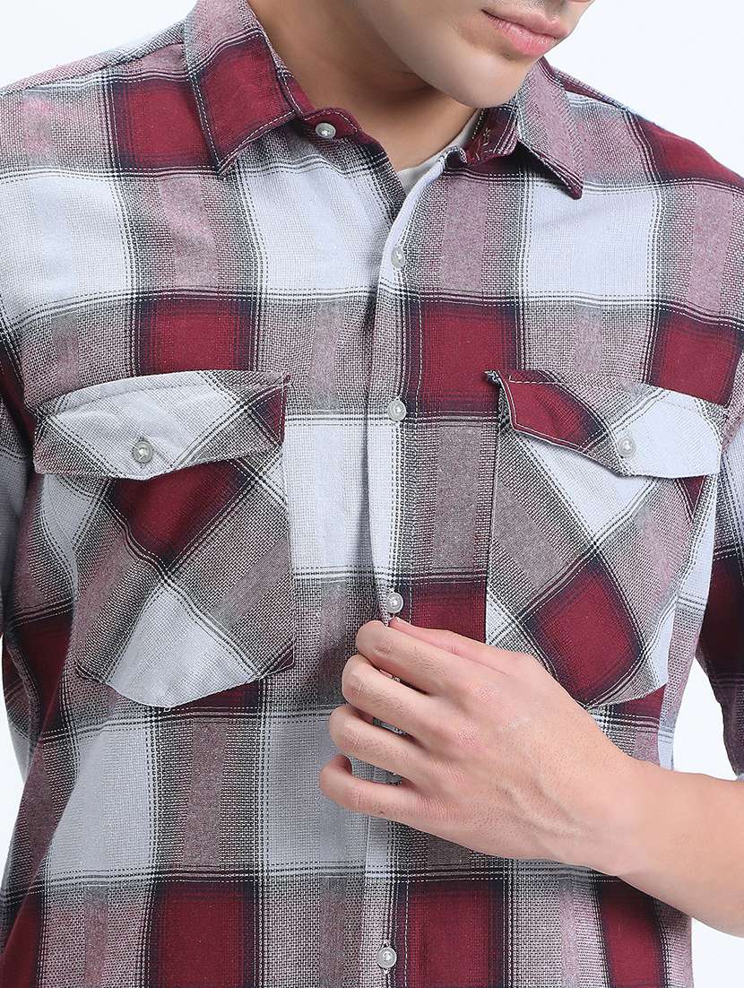 men checkered long sleeve regular fit casual shirt - 22086062 -  Standard Image - 5