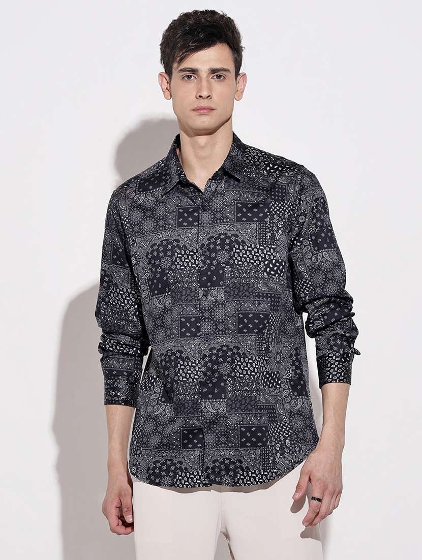 men printed long sleeve regular fit casual shirt - 22086072 -  Standard Image - 3