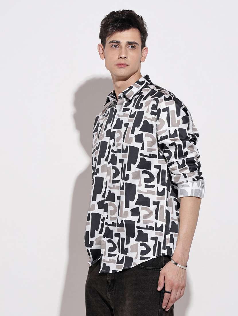 men printed long sleeve regular fit casual shirt - 22086074 -  Standard Image - 3