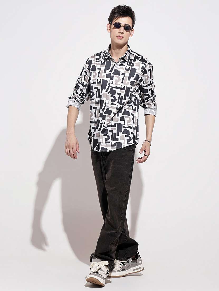 men printed long sleeve regular fit casual shirt - 22086074 -  Standard Image - 5