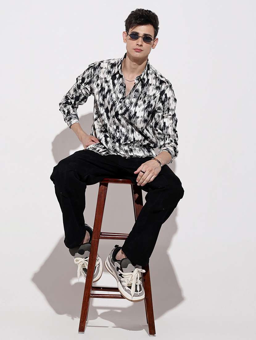 men printed long sleeve regular fit casual shirt - 22086075 -  Standard Image - 5