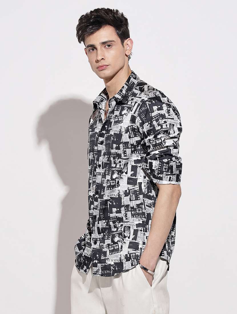 men printed long sleeve regular fit casual shirt - 22086076 -  Standard Image - 3