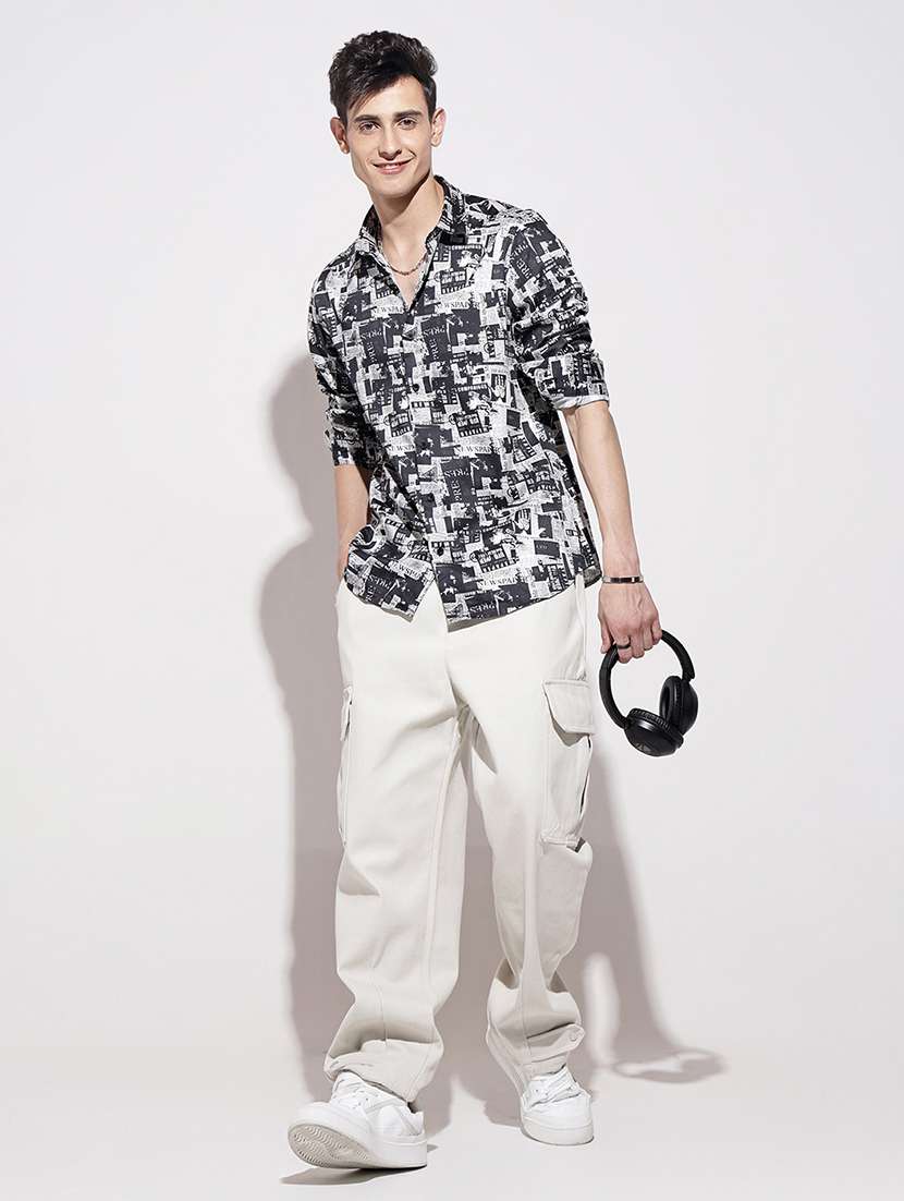 men printed long sleeve regular fit casual shirt - 22086076 -  Standard Image - 8