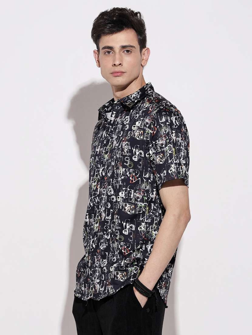 men printed short sleeve regular fit casual shirt - 22086077 -  Standard Image - 3