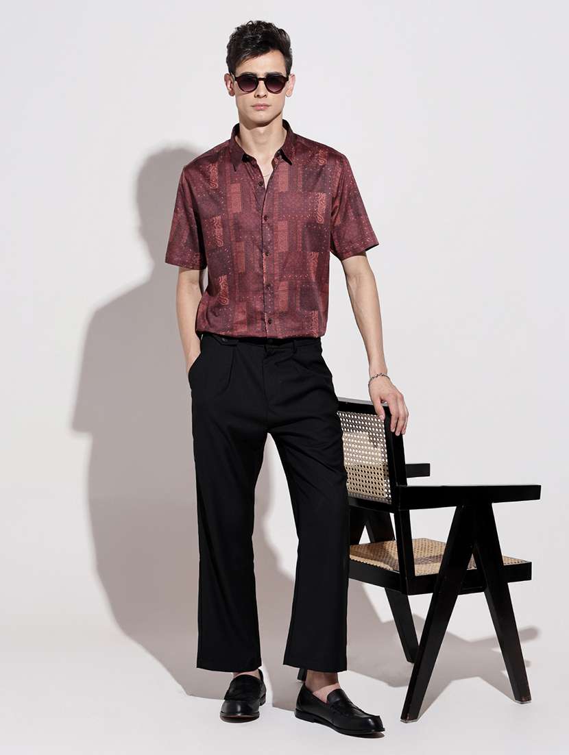 men printed short sleeve regular fit casual shirt - 22086078 -  Standard Image - 5