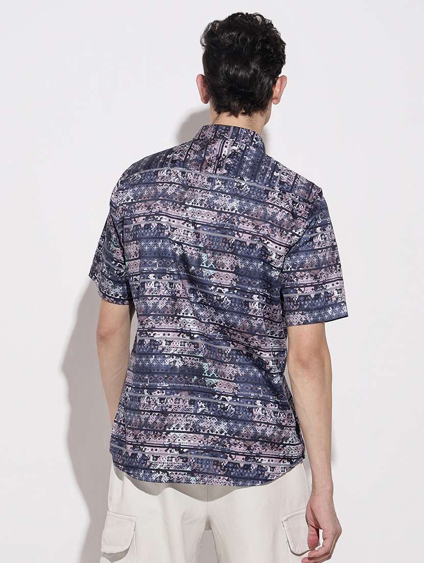 men printed short sleeve regular fit casual shirt - 22086079 -  Standard Image - 3