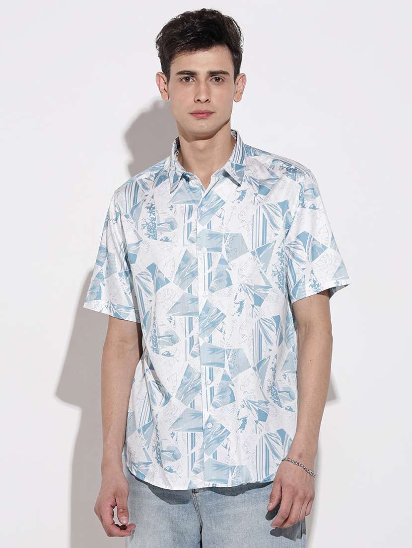men printed short sleeve regular fit casual shirt - 22086081 -  Standard Image - 3