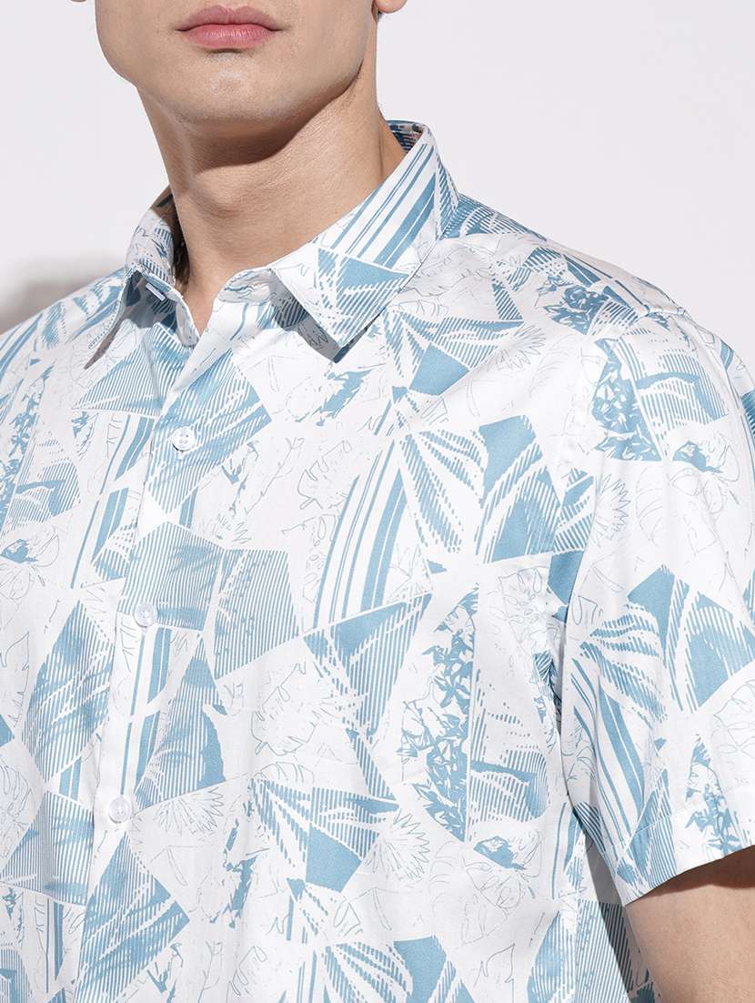 men printed short sleeve regular fit casual shirt - 22086081 -  Standard Image - 5