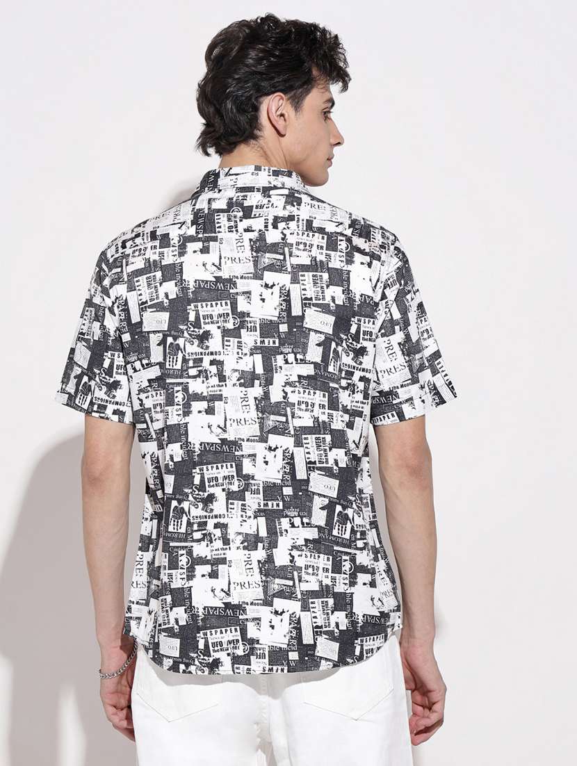 men printed short sleeve regular fit casual shirt - 22086082 -  Standard Image - 3