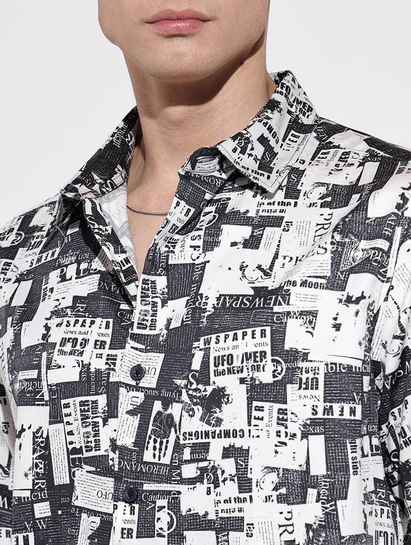 men printed short sleeve regular fit casual shirt - 22086082 -  Standard Image - 5
