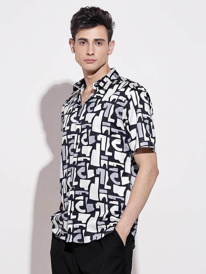 men printed short sleeve regular fit casual shirt - 22086083 -  Standard Image - 3
