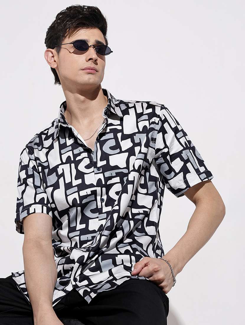 men printed short sleeve regular fit casual shirt - 22086083 -  Standard Image - 5