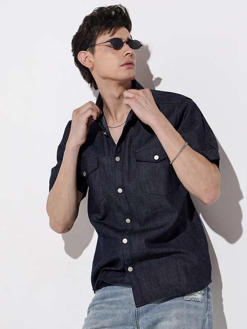 men solid short sleeve regular fit casual shirt - 22086084 -  Standard Image - 0