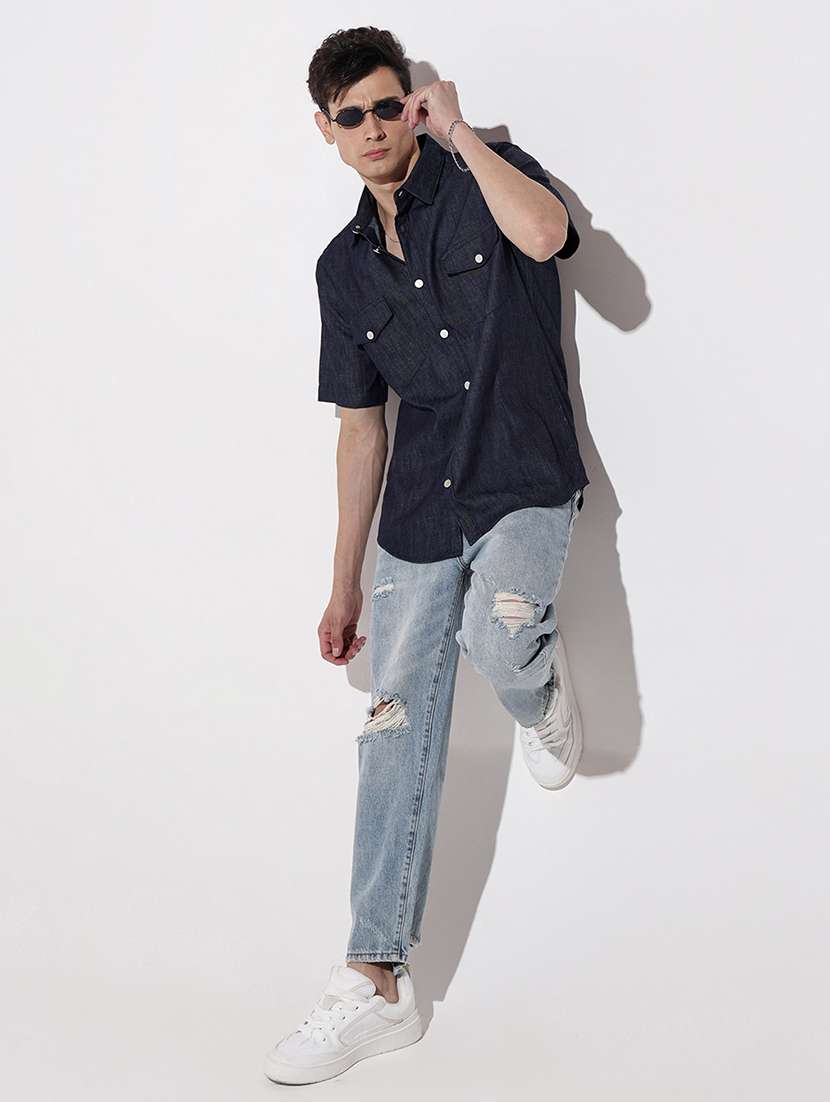 men solid short sleeve regular fit casual shirt - 22086084 -  Standard Image - 5