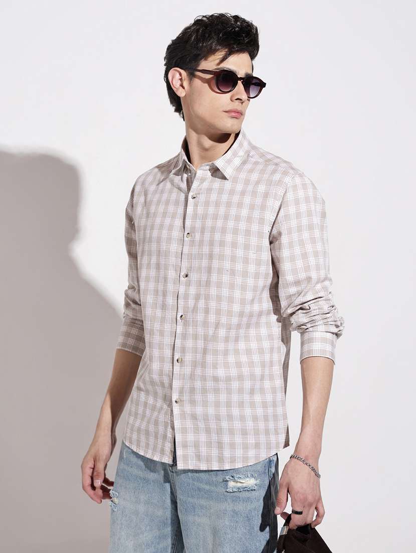 men checkered long sleeve regular fit casual shirt - 22086087 -  Standard Image - 3
