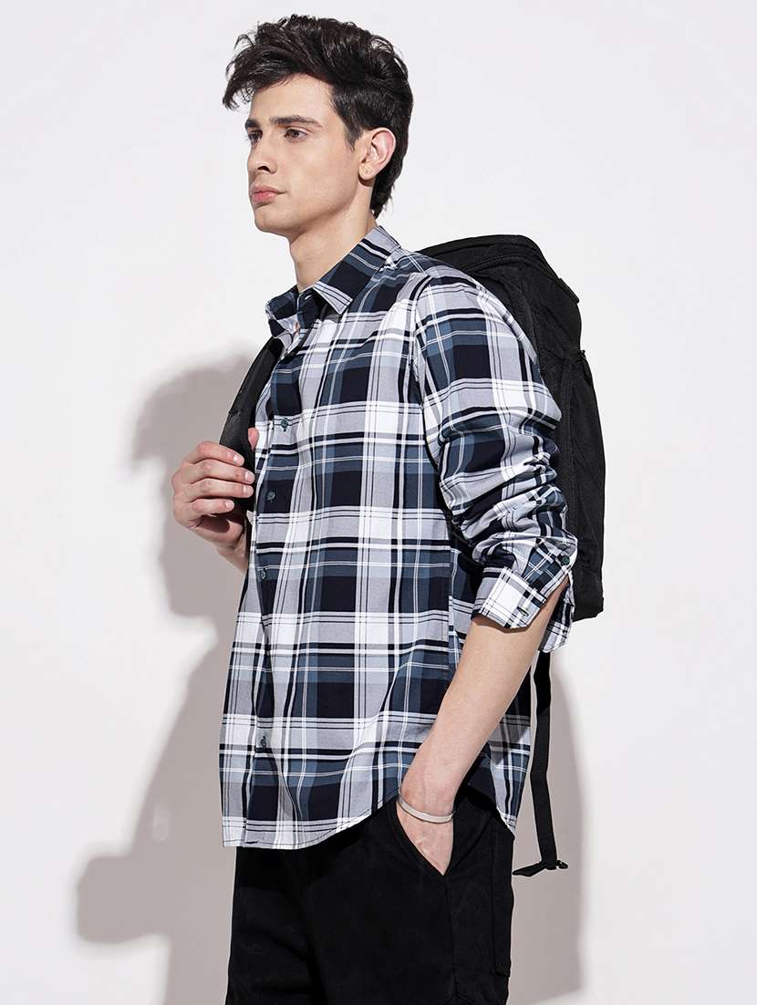 navy blue cotton casual shirt - 22086097 -  Standard Image - 3