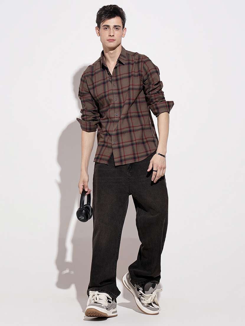 men checkered long sleeve regular fit casual shirt - 22086100 -  Standard Image - 5