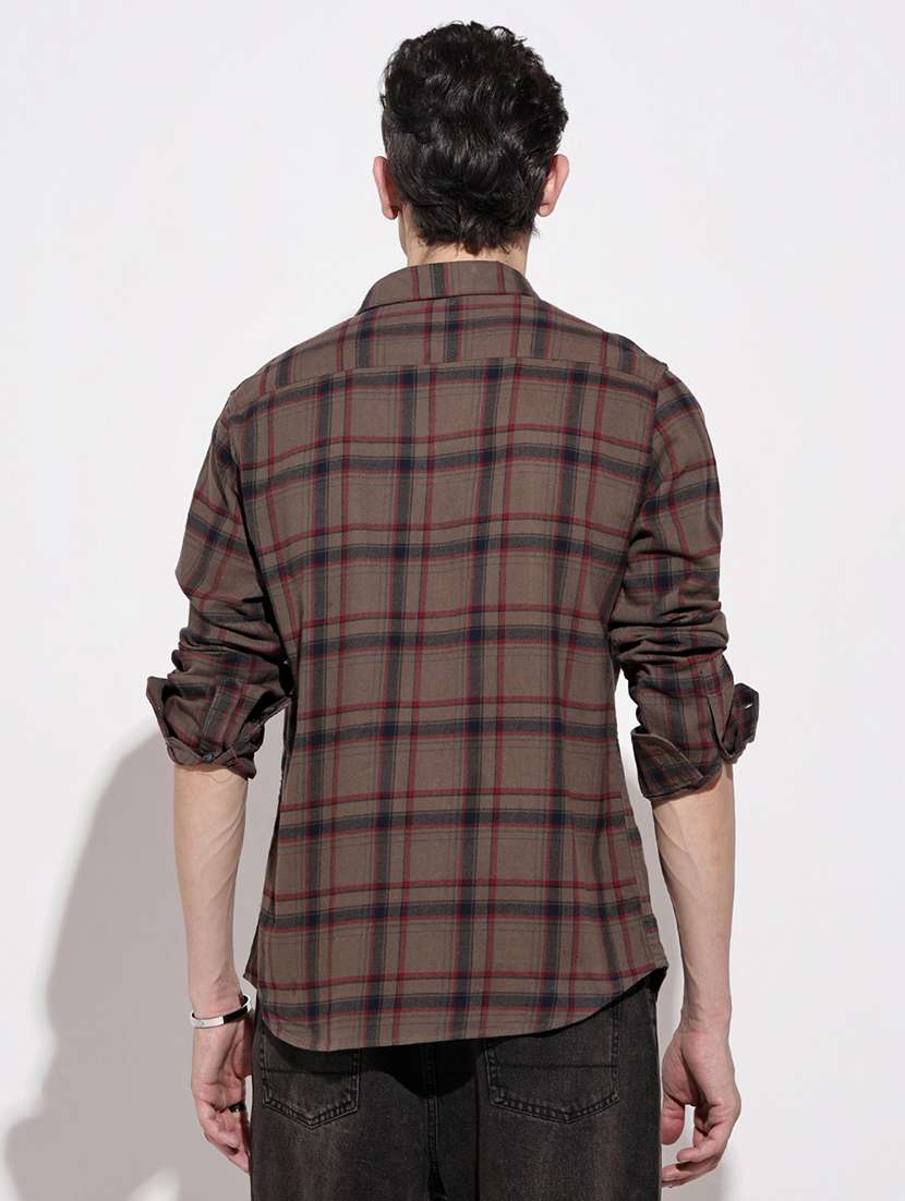 men checkered long sleeve regular fit casual shirt - 22086100 -  Standard Image - 8