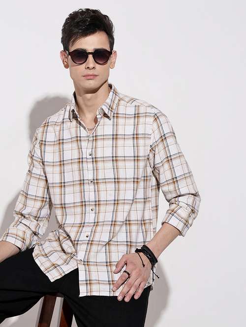 men checkered long sleeve regular fit casual shirt - 22086101 -  Standard Image - 0