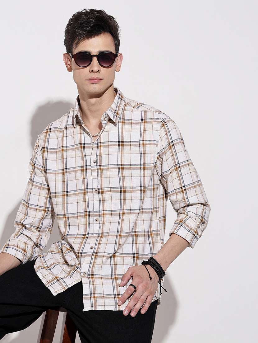 men checkered long sleeve regular fit casual shirt - 22086101 -  Zoom Image - 0