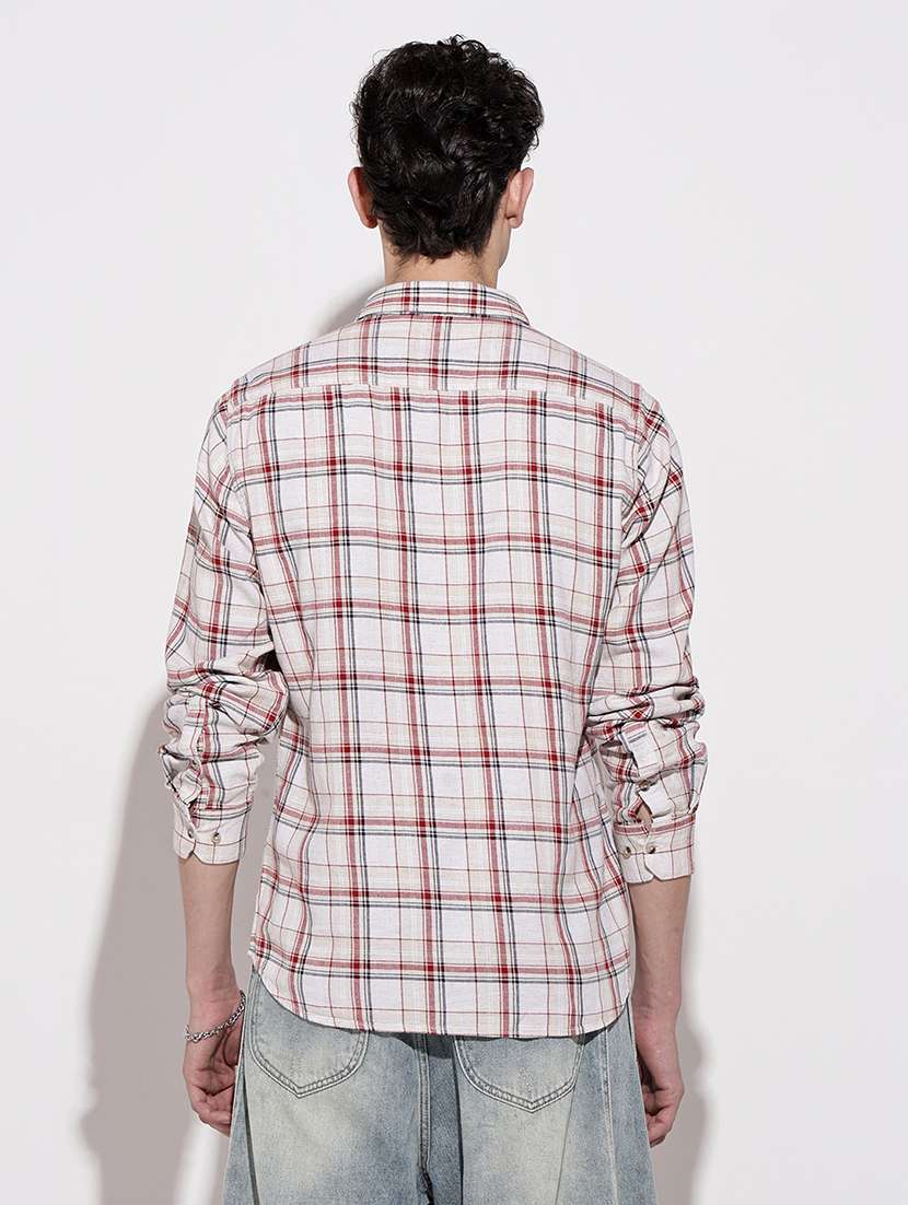 men checkered long sleeve regular fit casual shirt - 22086103 -  Standard Image - 3